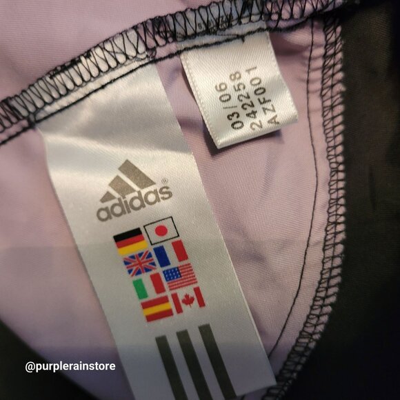 Vtg Adidas Peach Poly Jacket L Soft Violet Black Pockets Streetwear Y2K NWT - Picture 4 of 11